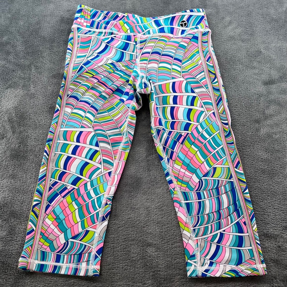 Trina Turk Womens Small Multicolor Geometric Print Crop Capri Active Leggings